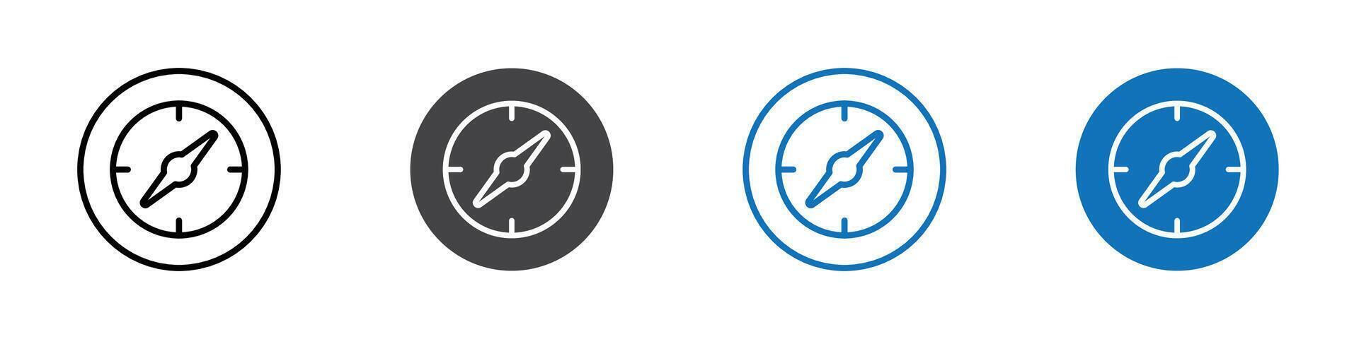 Compass icon flat editable icon mark set. vector