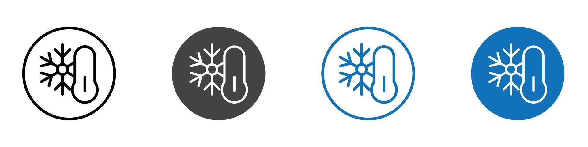 Cold temperature icon flat editable icon mark set. vector