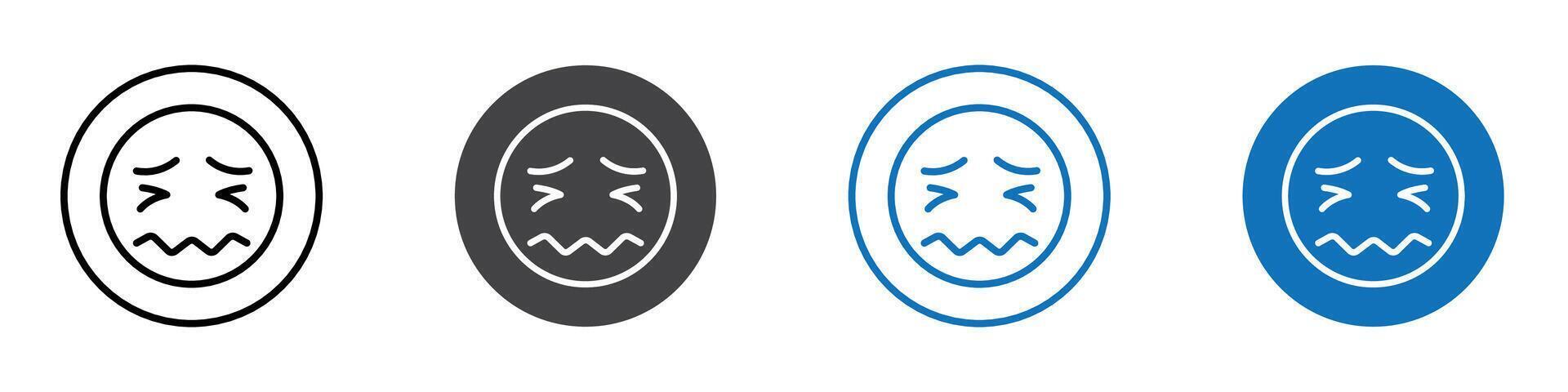 Confounded emoji icon flat editable icon mark set. vector