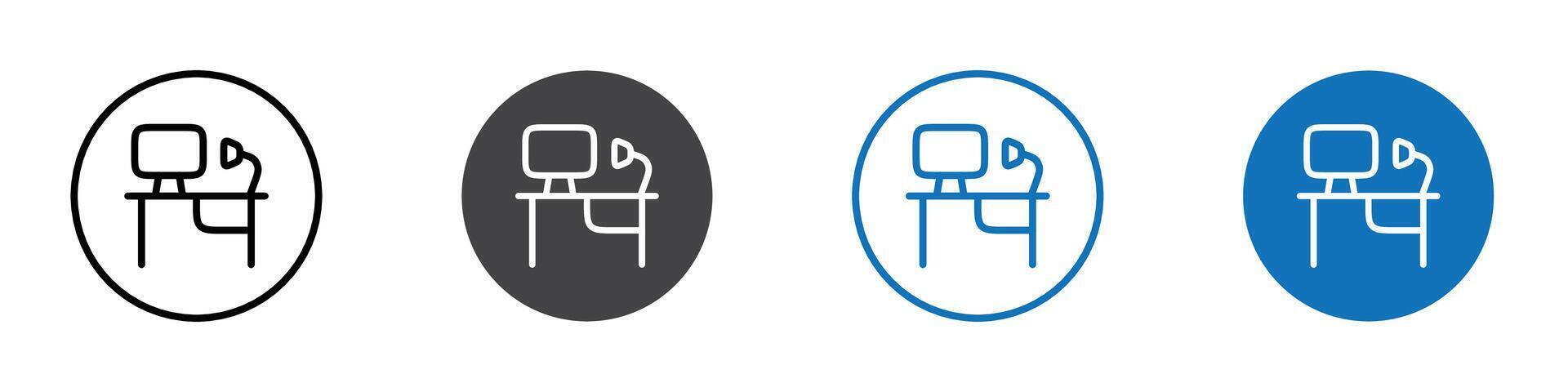 Computer desk icon flat editable icon mark set. vector