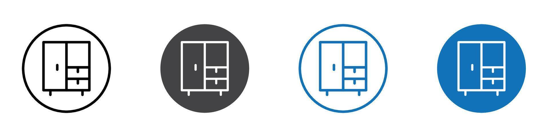 Cupboard icon flat editable icon mark set. vector