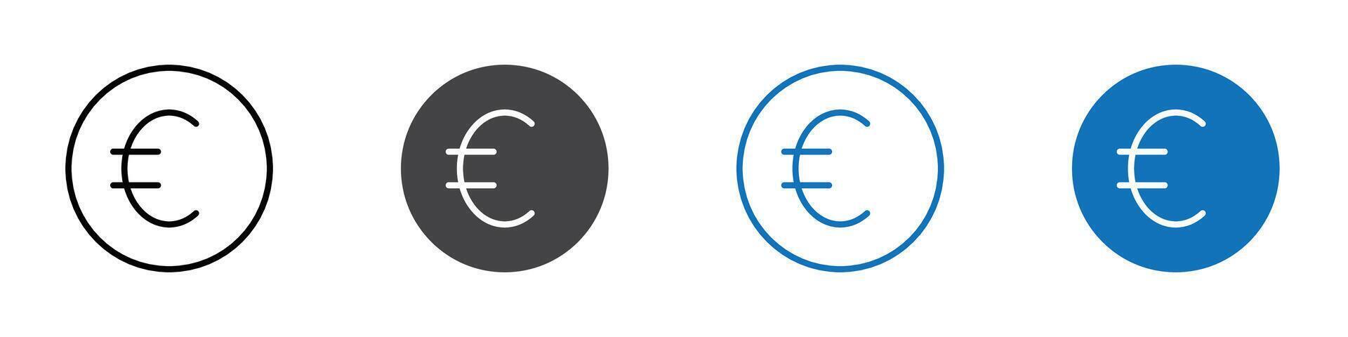 Euro icon flat editable icon mark set. vector