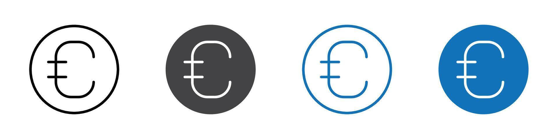 Euro icon flat editable icon mark set. vector