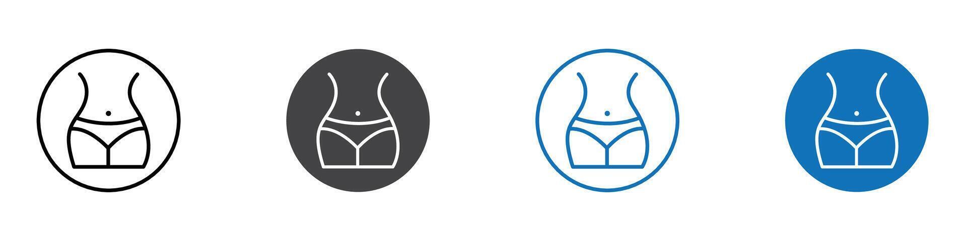 Female hips and waist icon flat editable icon mark set. vector