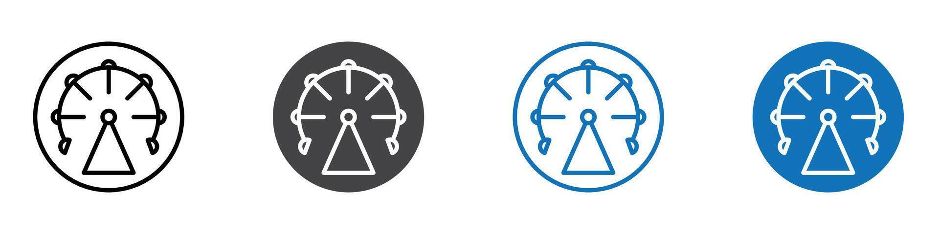 Ferris wheel icon flat editable icon mark set. vector