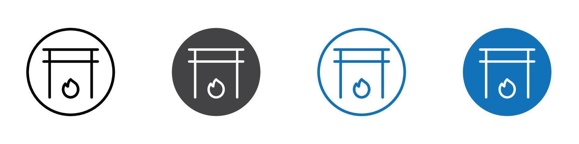 Fireplace icon flat editable icon mark set. vector