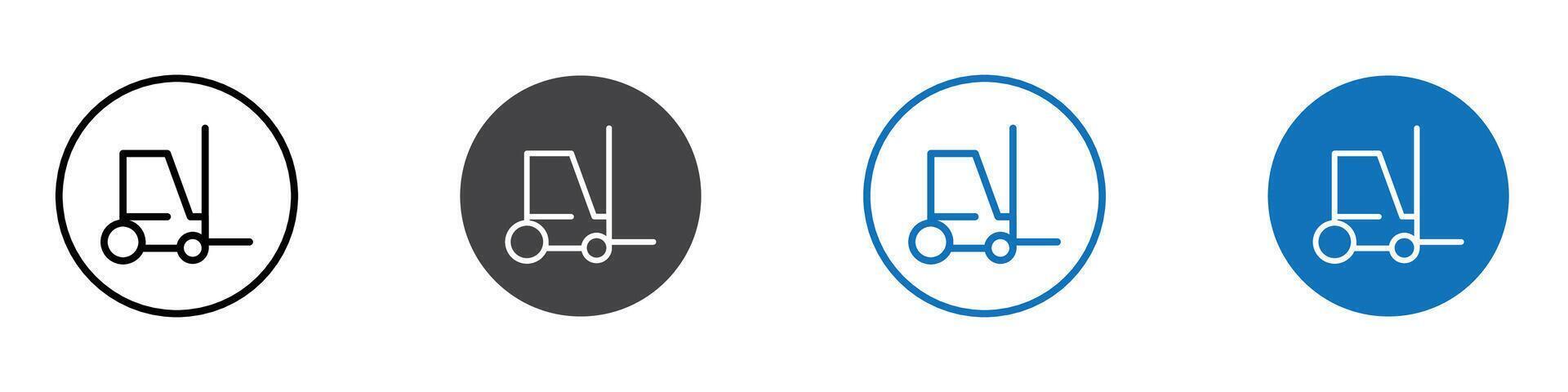 Forklift icon flat editable icon mark set. vector