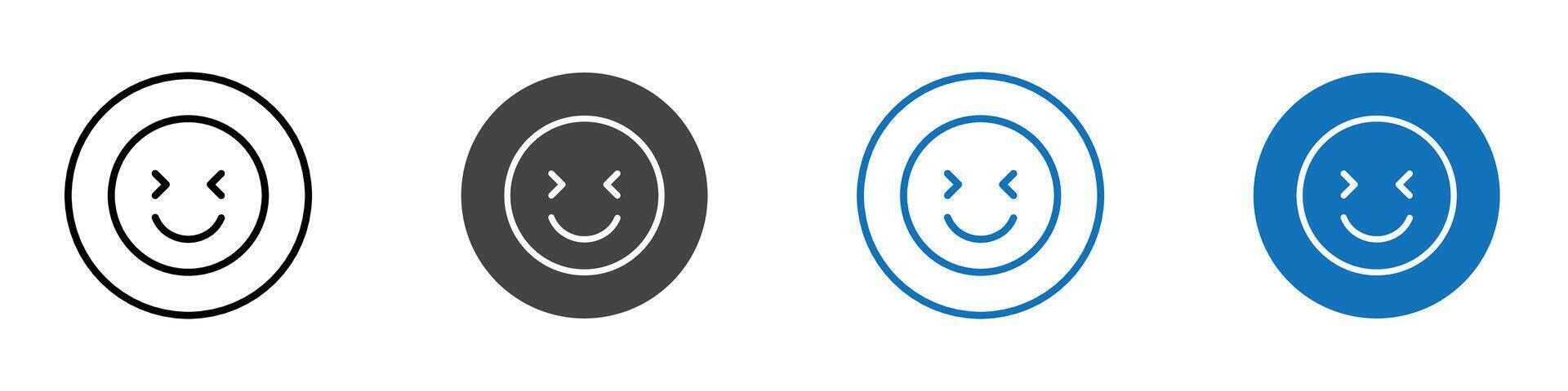 Grin emoji icon flat editable icon mark set. vector