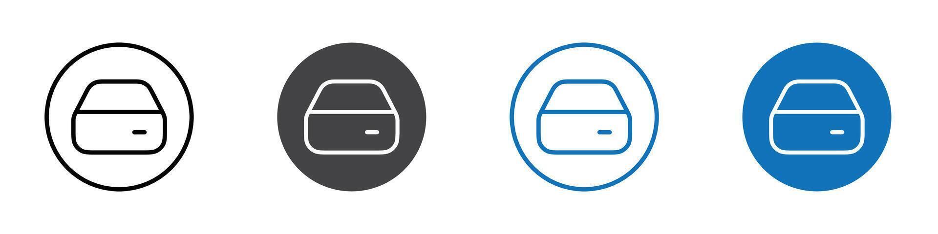 Hard drive icon flat editable icon mark set. vector
