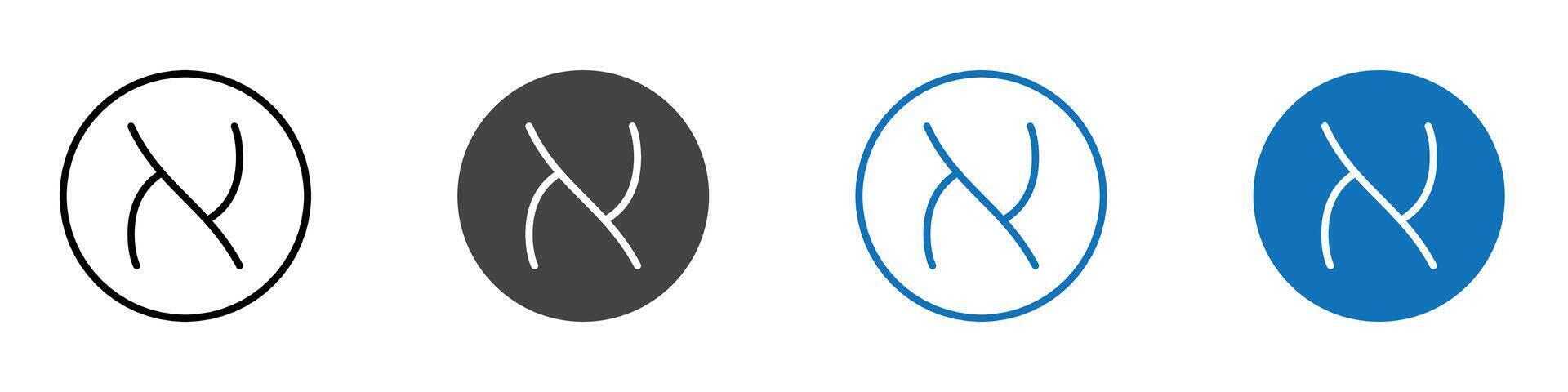 Hebrew alphabet icon flat editable icon mark set. vector