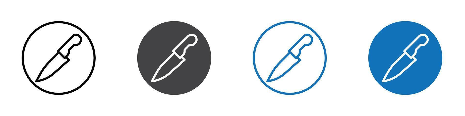 Knife icon flat editable icon mark set. vector