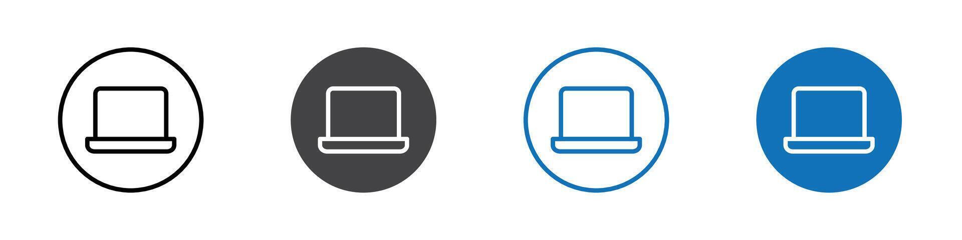 Laptop icon flat editable icon mark set. vector