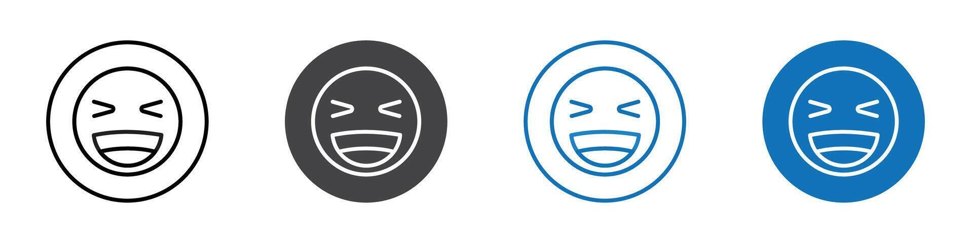 Laughing emoji icon flat editable icon mark set. vector