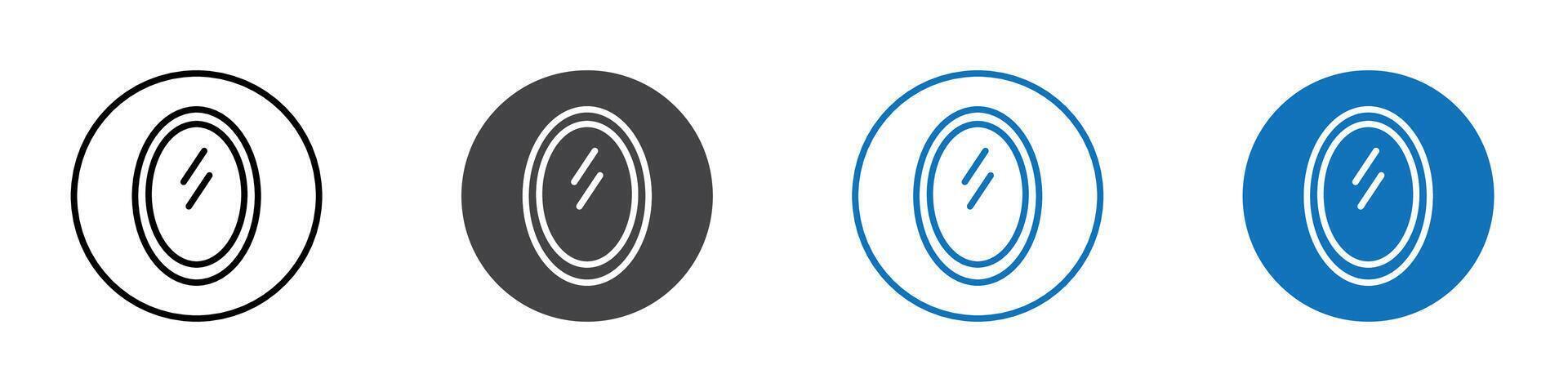 Mirror icon flat editable icon mark set. vector