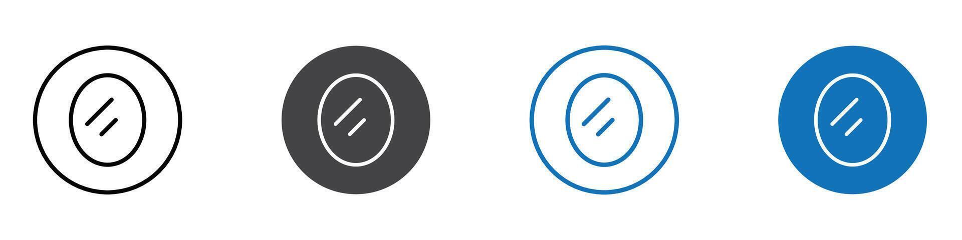 Mirror icon flat editable icon mark set. vector