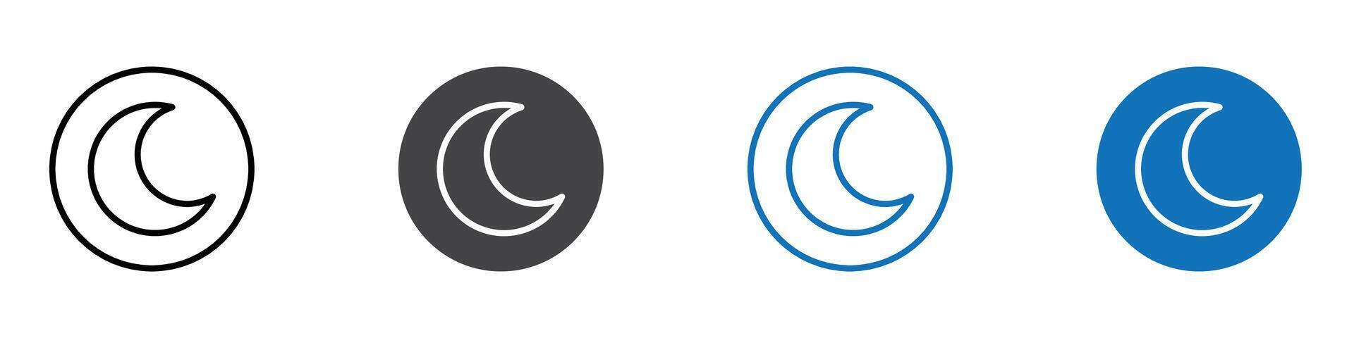Moon icon flat editable icon mark set. vector