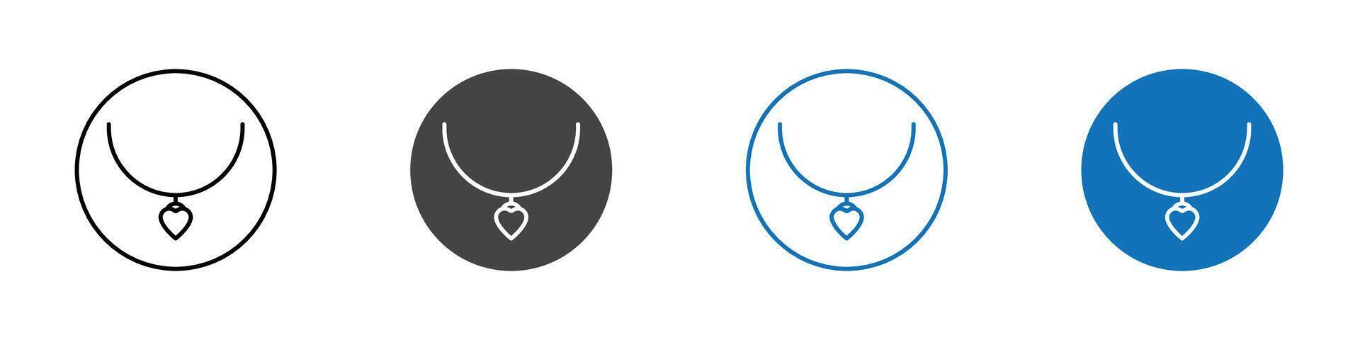 Necklace icon flat editable icon mark set. vector