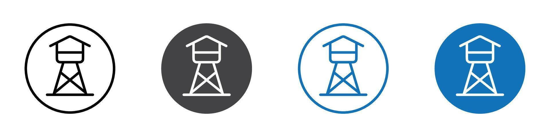 Observation tower icon flat editable icon mark set. vector