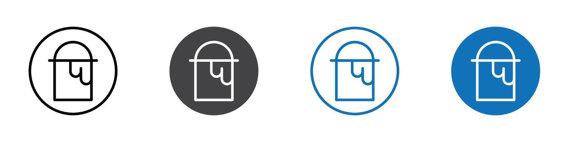 Paint bucket icon flat editable icon mark set. vector