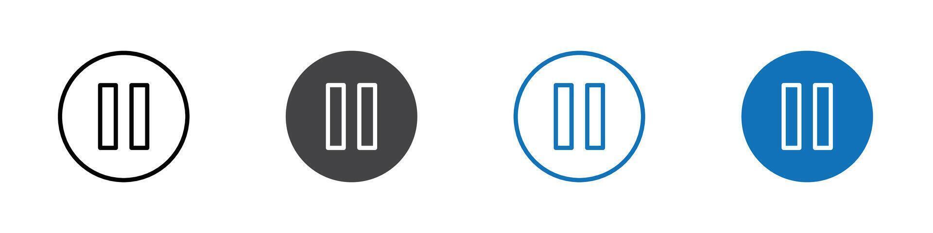 Pause icon flat editable icon mark set. vector
