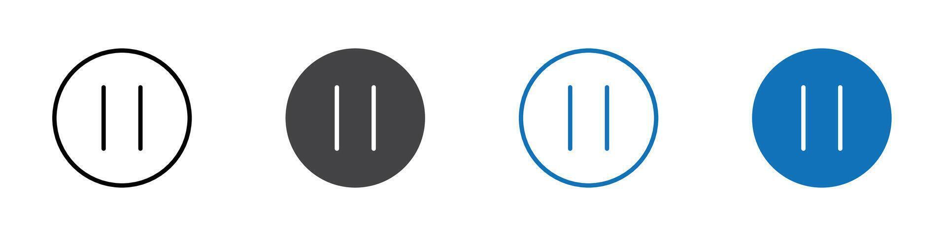 Pause icon flat editable icon mark set. vector