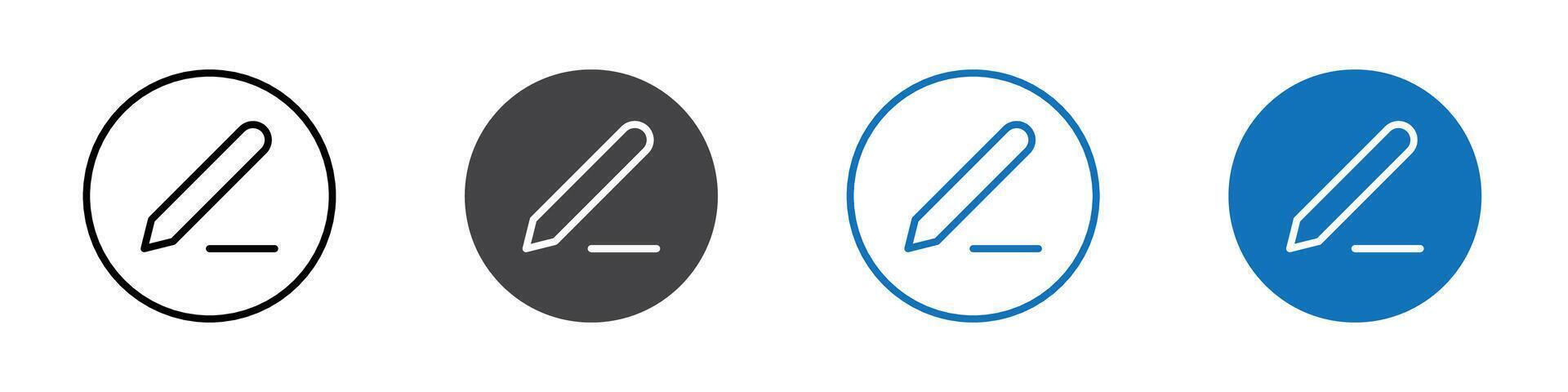 Pen writing icon flat editable icon mark set. vector