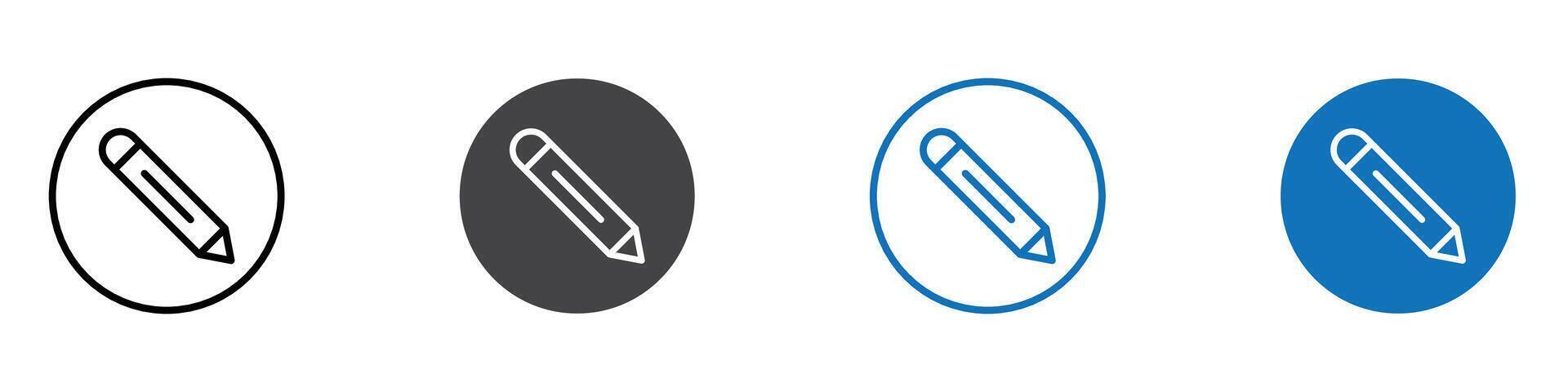 Pencil icon flat editable icon mark set. vector