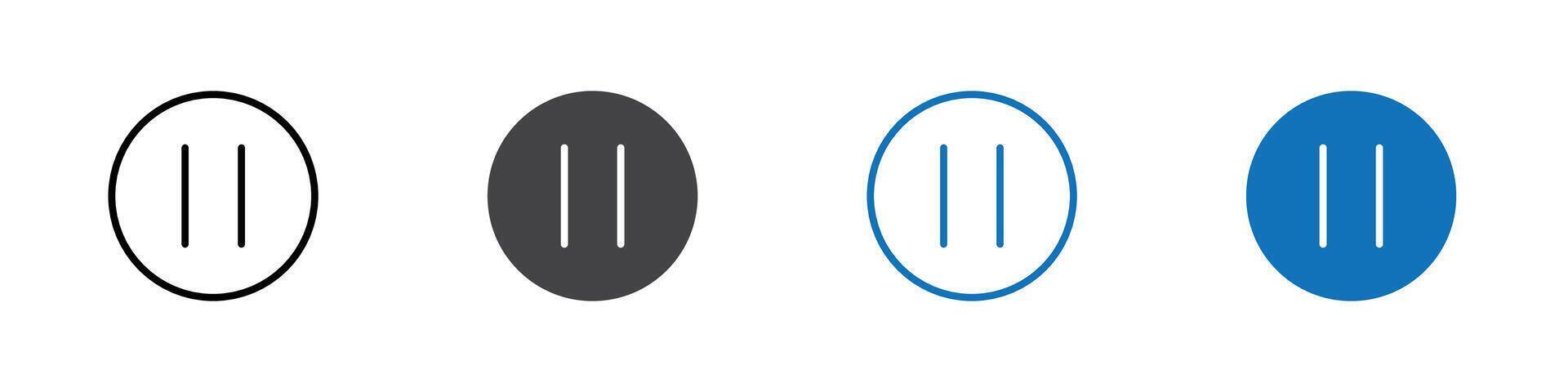 Pause icon flat editable icon mark set. vector