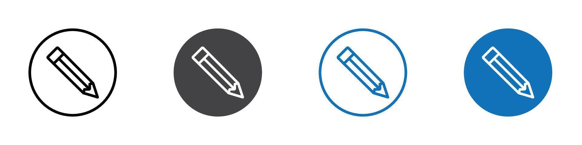 Pencil icon flat editable icon mark set. vector