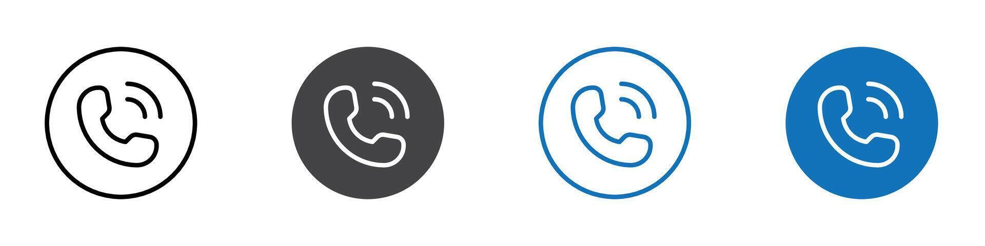 Phone call icon flat editable icon mark set. vector