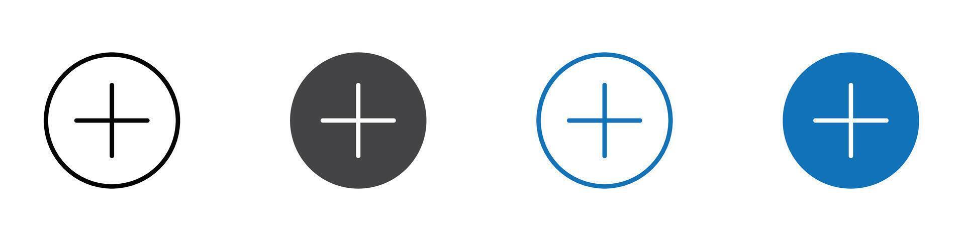 Plus icon flat editable icon mark set. vector