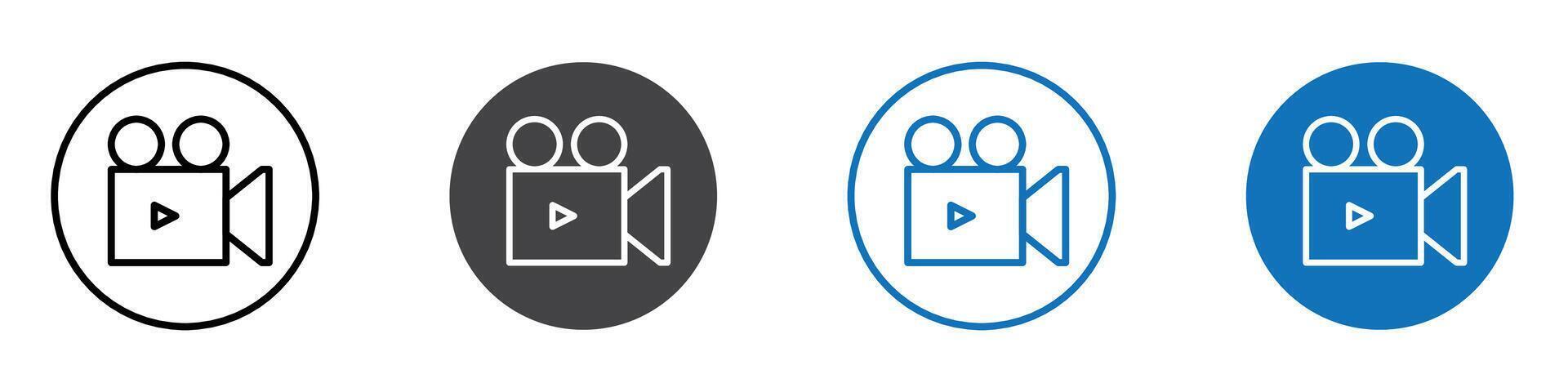Play projector icon flat editable icon mark set. vector