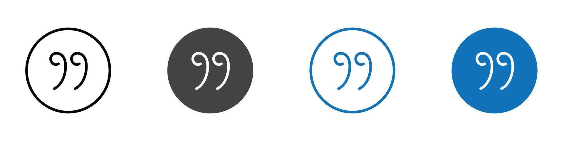 Quote icon flat editable icon mark set. vector