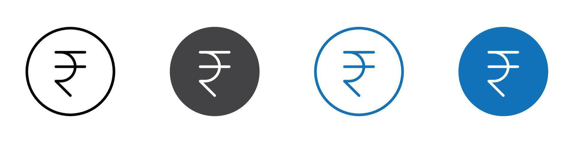 Rupee icon flat editable icon mark set. vector