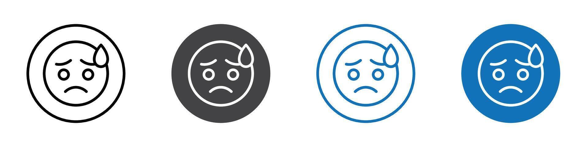 Sad emoji icon flat editable icon mark set. vector