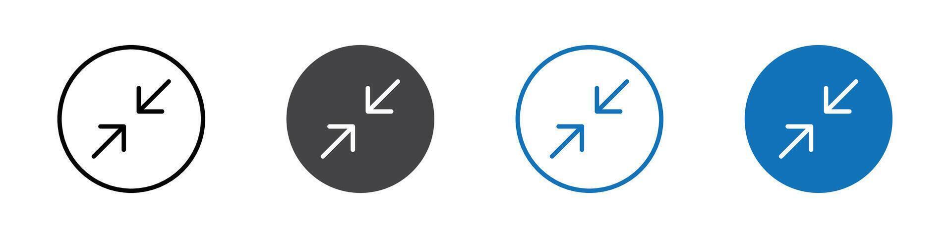 Scale down icon flat editable icon mark set. vector