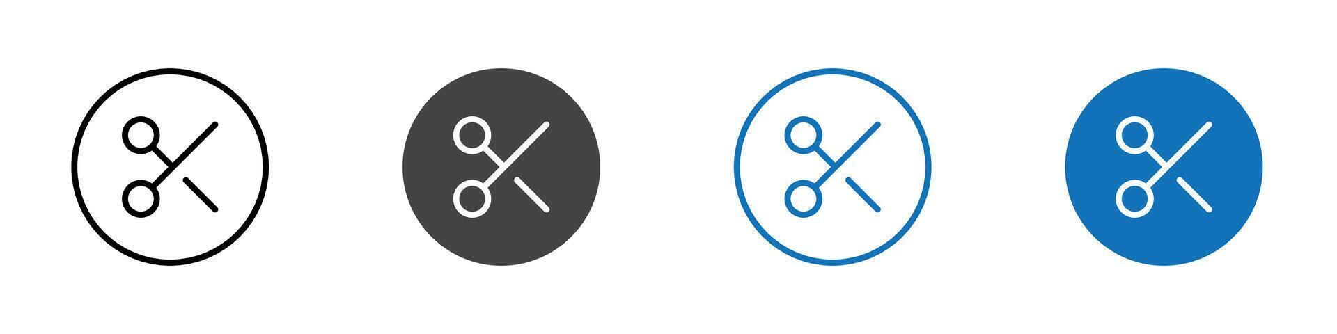 Scissors icon flat editable icon mark set. vector