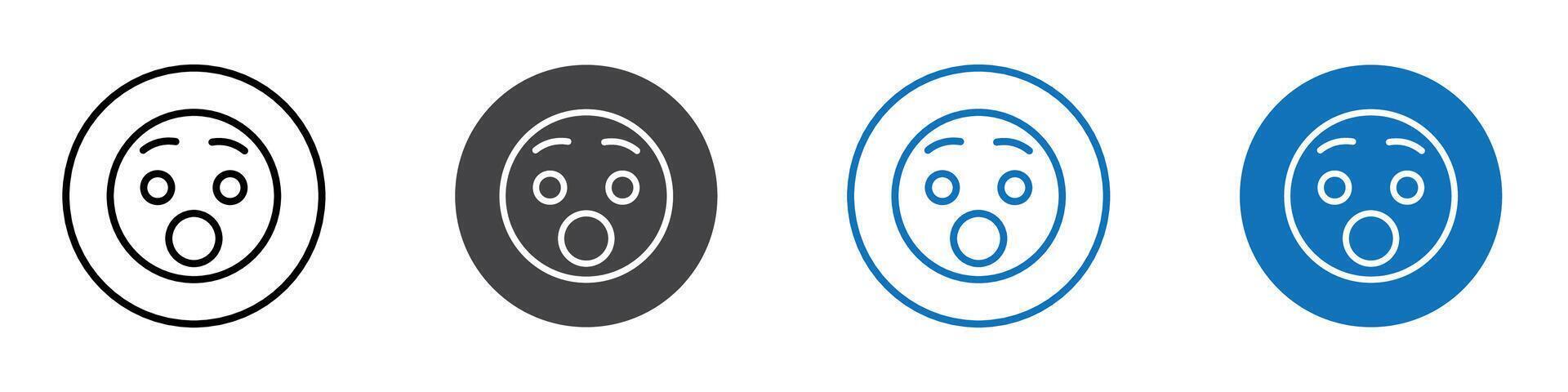 Shocked emoji icon flat editable icon mark set. vector
