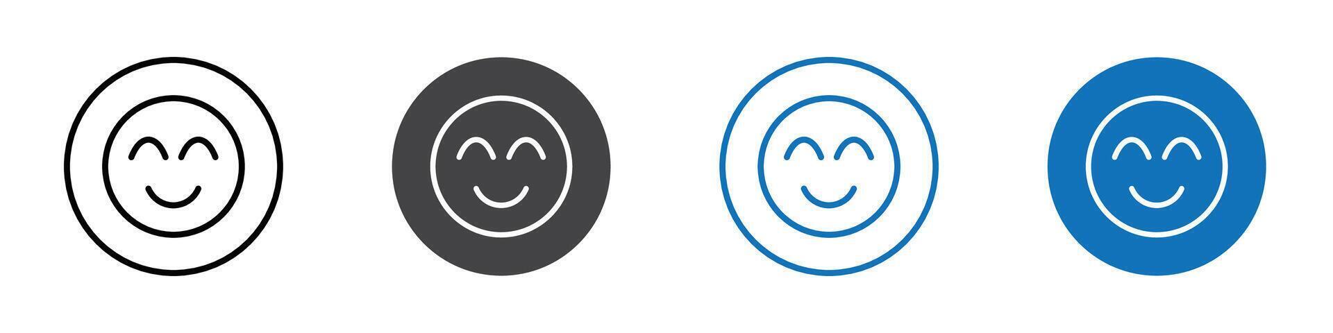 Smile icon flat editable icon mark set. vector