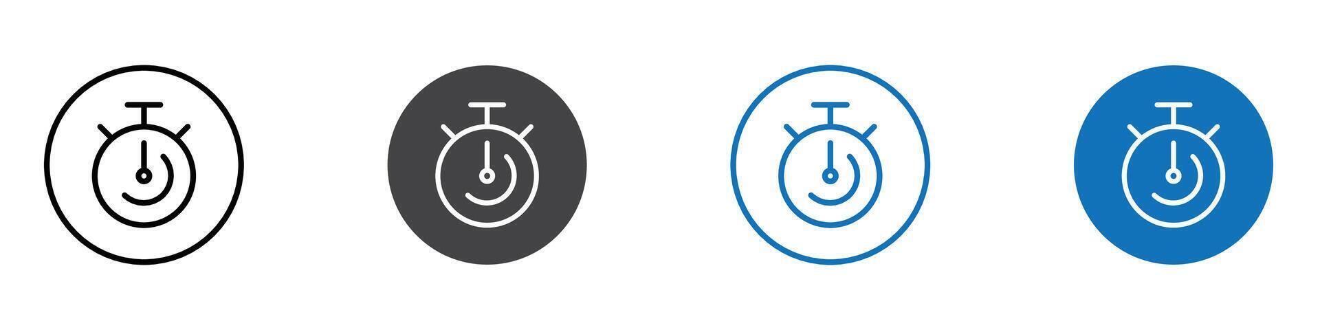 Stopwatch icon flat editable icon mark set. vector