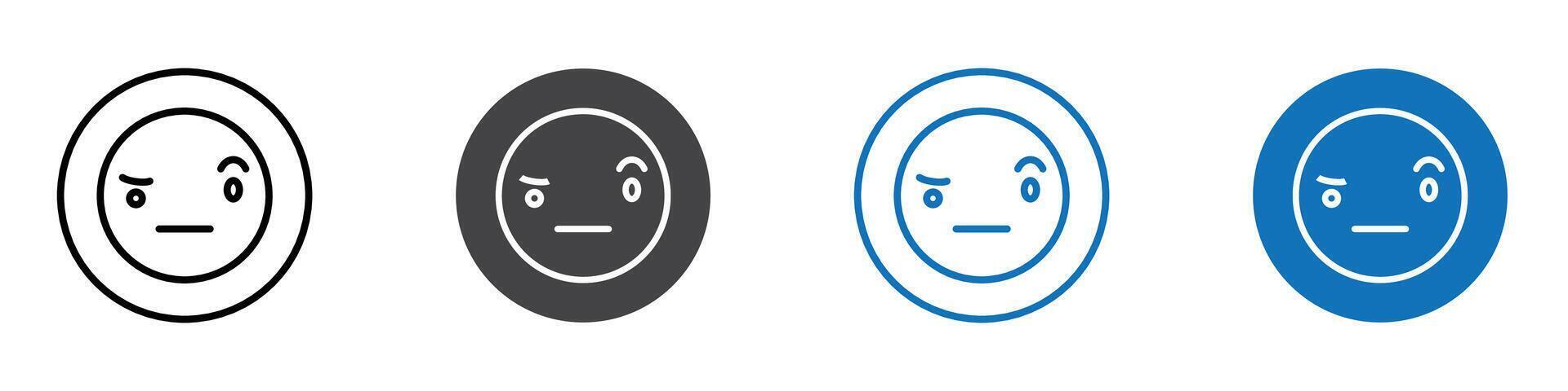 Suspecious emoji icon flat editable icon mark set. vector