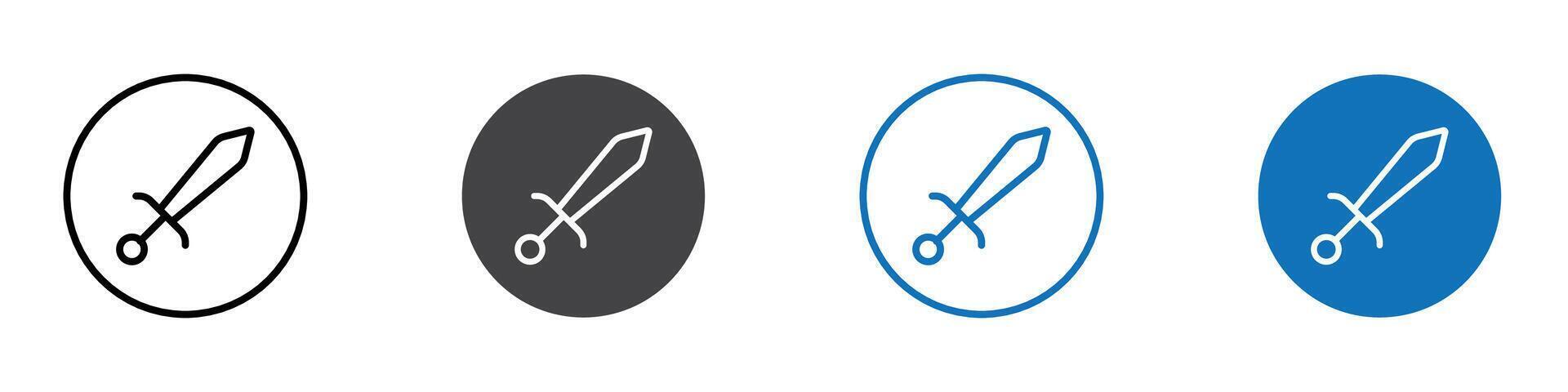 Sword icon flat editable icon mark set. vector