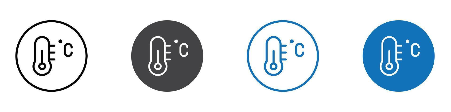 Temperature icon flat editable icon mark set. vector