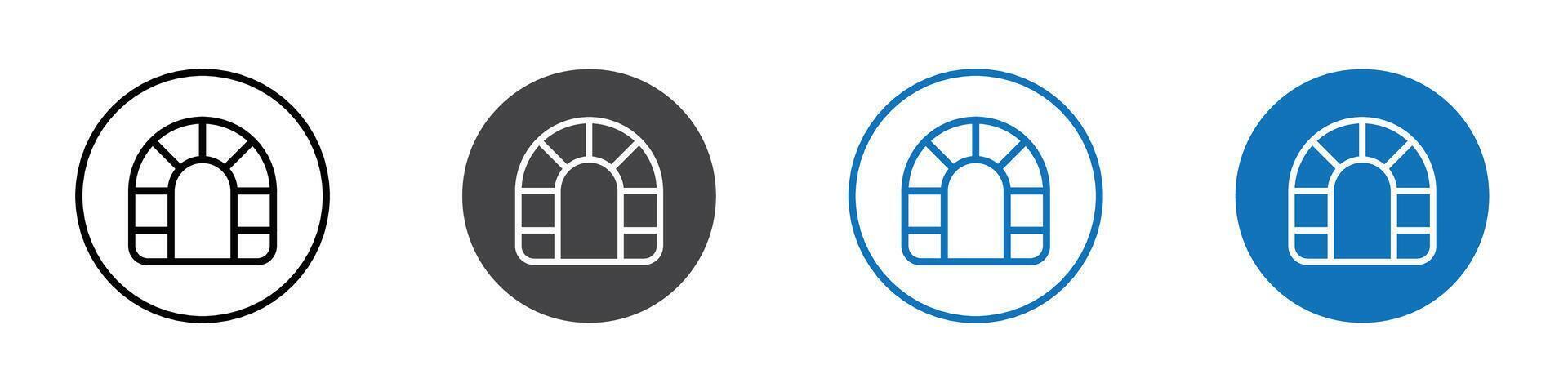 Tunnel icon flat editable icon mark set. vector