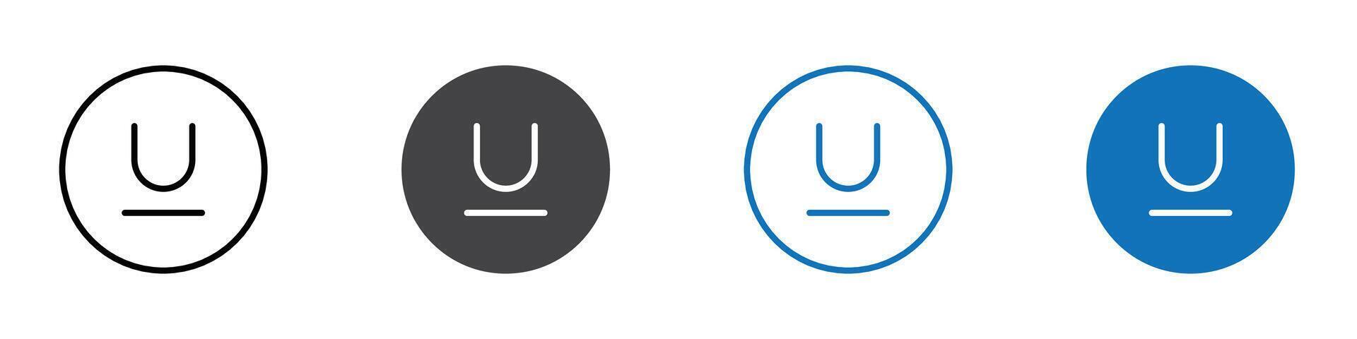 Underline Icon flat editable icon mark set. vector
