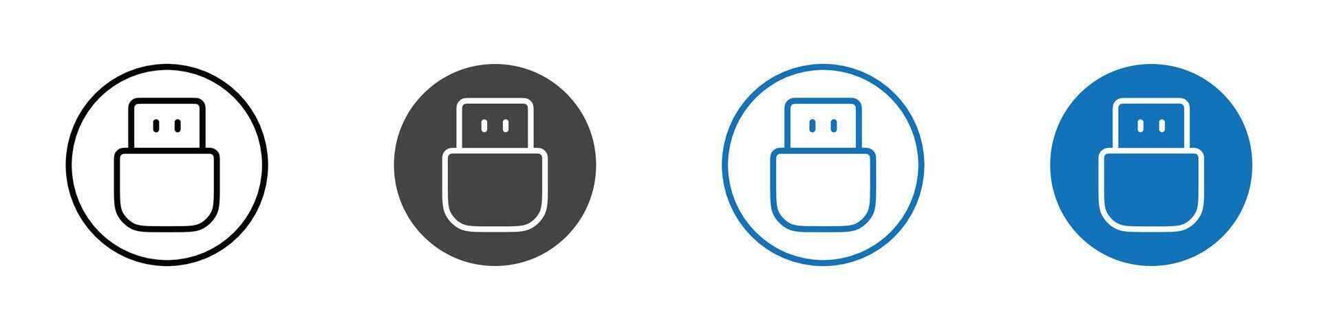 Usb flash drive flat editable icon mark set. vector