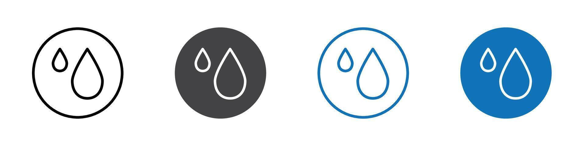 Water drops icon flat editable icon mark set. vector