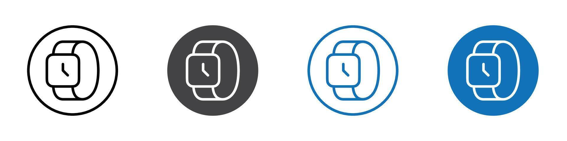 Wrist watch icon flat editable icon mark set. vector
