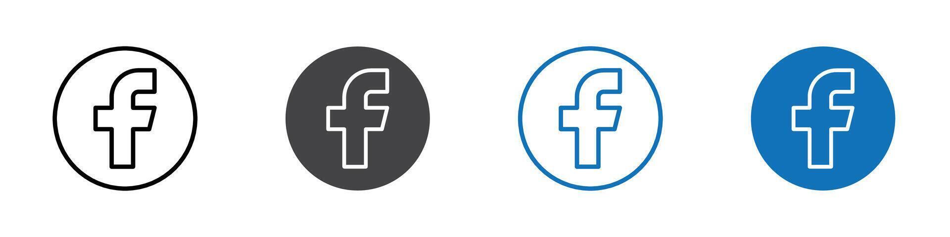 Facebook icon flat editable icon mark set. vector