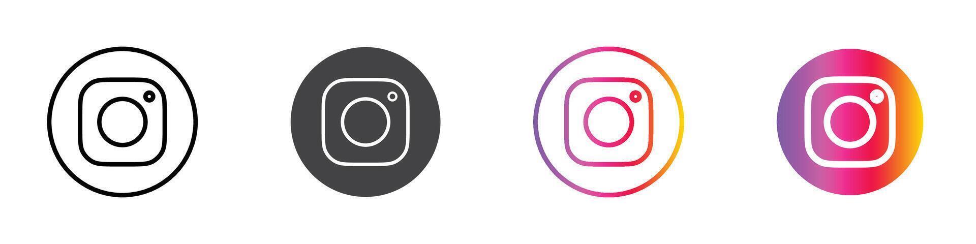 Instagram icon flat editable icon mark set. vector